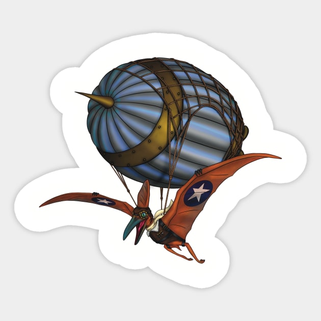 Dapper Dino Airship Sticker by ArtByNukabelle